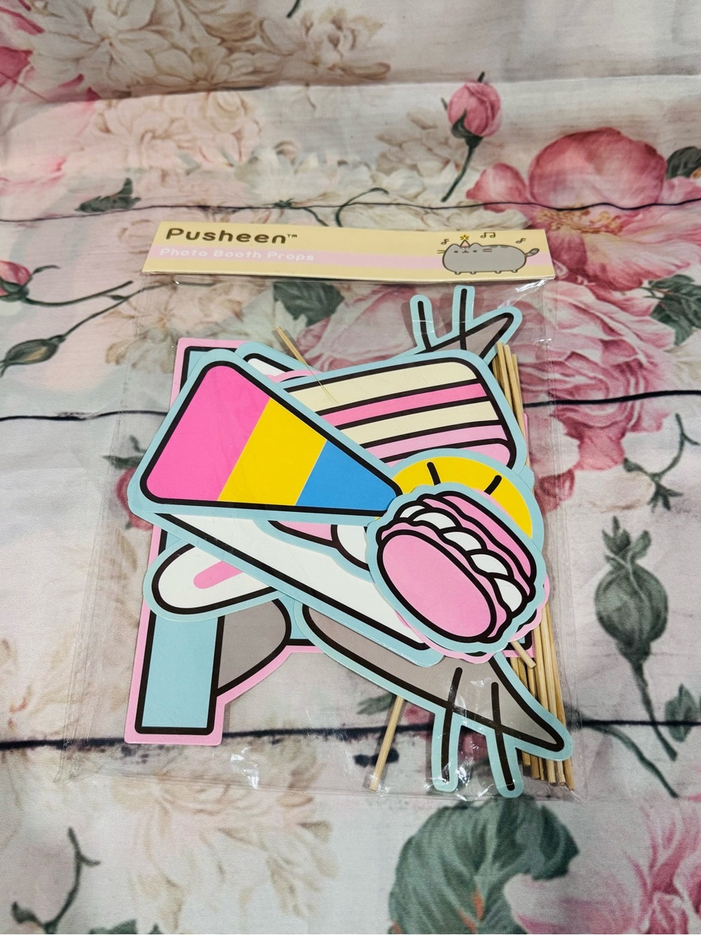 Pusheen Pastel Party Photo Booth Props - Pink, Blue & Yellow